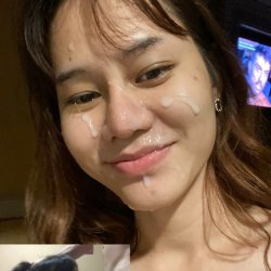 Cute Asian slut gets a facial